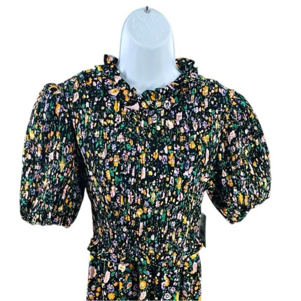 Hyacinth House | NEW Black Multi Floral Smocked Samantha Midi Dress Size L - Picture 7 of 13